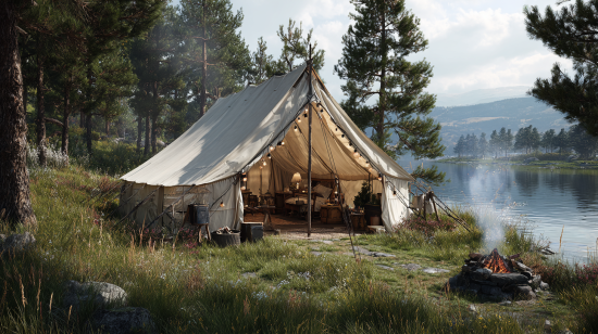 אוהל ליד הנהר